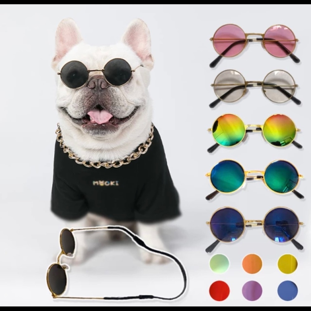 Pet Cat or Dog Round Sun Glasses- red, black and green